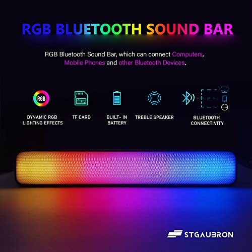 STGAubron Gaming PC Desktop Computer, Intel Core I7 up to 3.9 GHz, Radeon RX 580 8G, 16G RAM, 512G SSD, WiFi, Bluetooth 5.0, RGB Fan x6, RGB BT Sound Bar, Windows 10 Home
