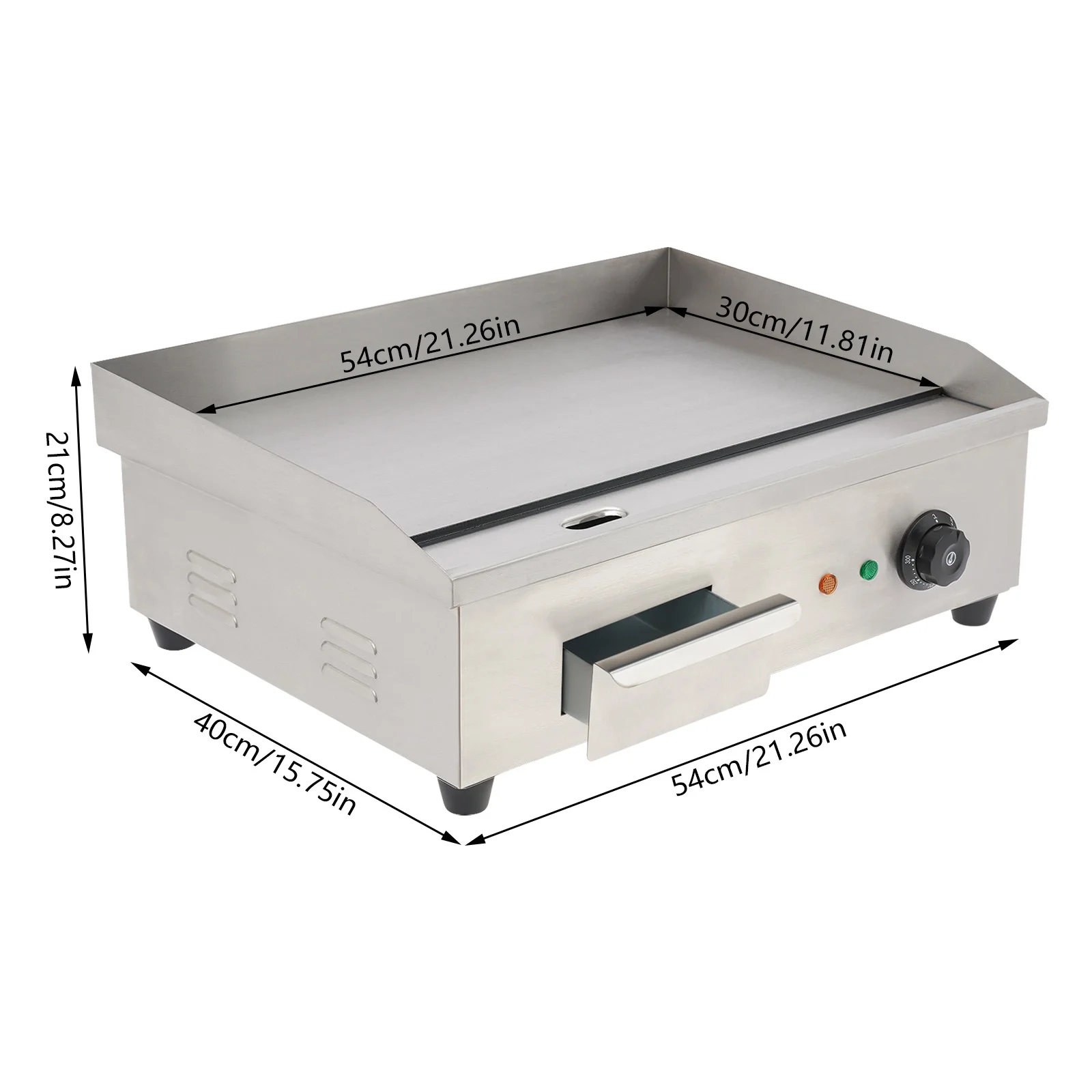 3000w Electric Countertop Griddle Flat For Restaurant Grill BBQ Thermostat 22"
