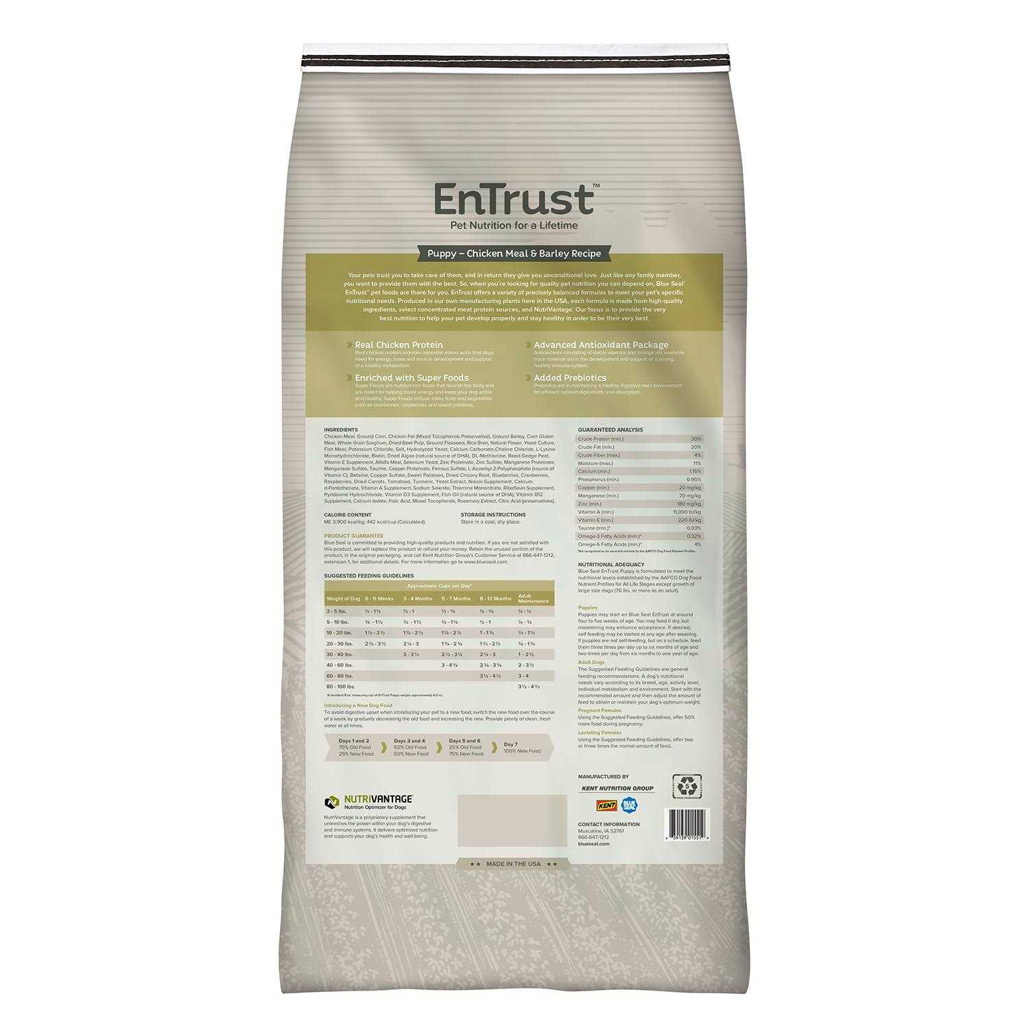 EnTrust Puppy Chicken Meal &amp; Barley Recipe - Pet Supplies online store