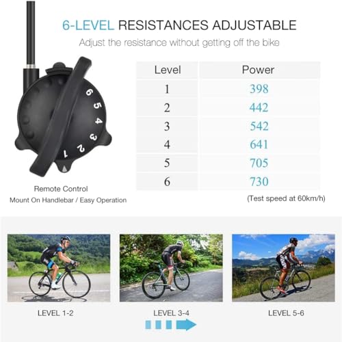 Foldable Bike Trainer, 6 Gears Bike Trainer Stand Indoor Riding, Magnetic Stationary Stand for Bicycle Cycling Training Excercise for 26-28" Mountain Bike, 700C Road Bike Trainer