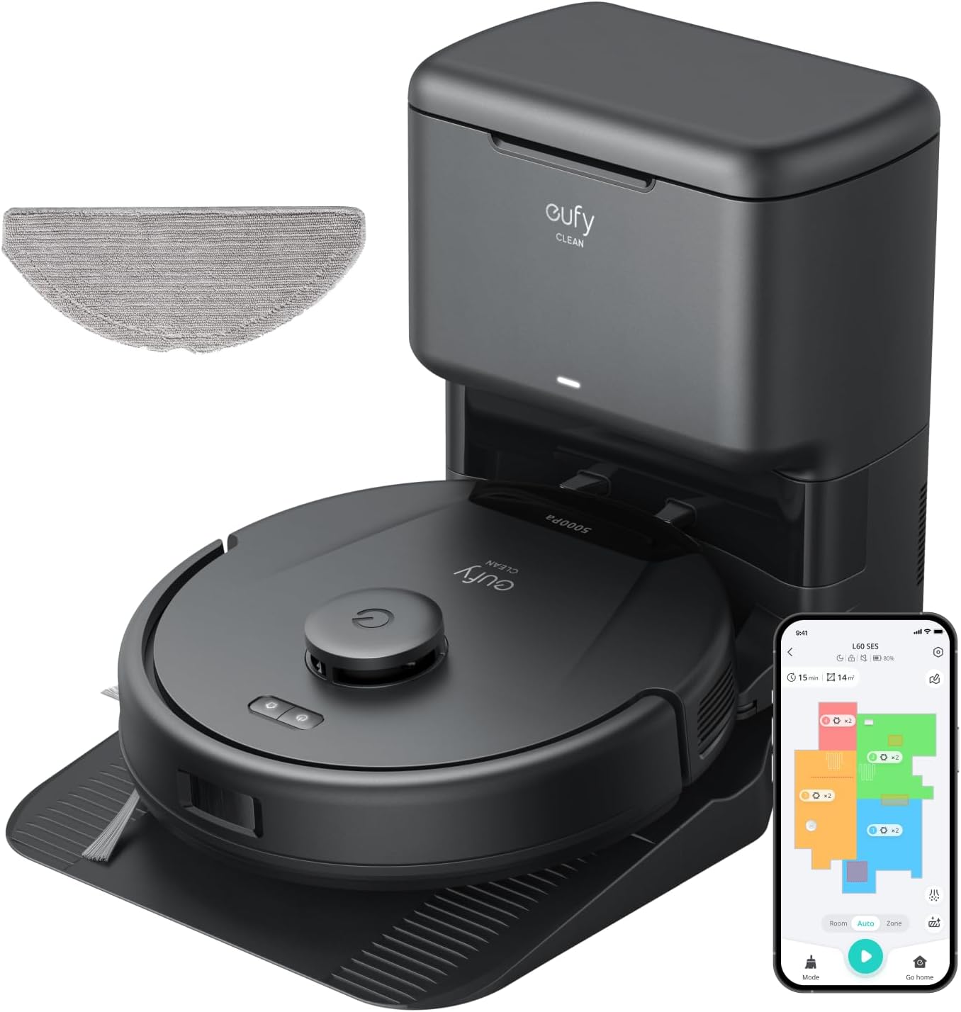 eufy L60 Hybrid Robot Vacuum+Replacement Mop Pads L60