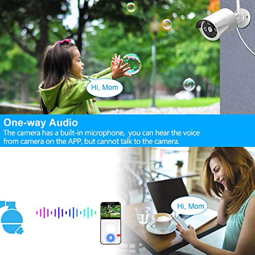 10CH Expandable Wireless Security Camera System with 10.1" Monitor 4pcs 5MP Indoor Outdoor Camera 1-Way Audio Night Vision Motion Detection Home Business CCTV Surveillance 1TB HDD