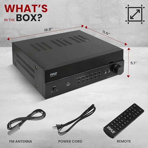 Pyle Hi-Fi Wireless Bluetooth 5.0 Home Theater Receiver - 7.2 Channel Surround Sound Stereo Amp with ARC Support - MP3/USB/DAC/FM Radio - 1200W PMPO - HDMI - Remote Control - for Home Audio - PT885BT