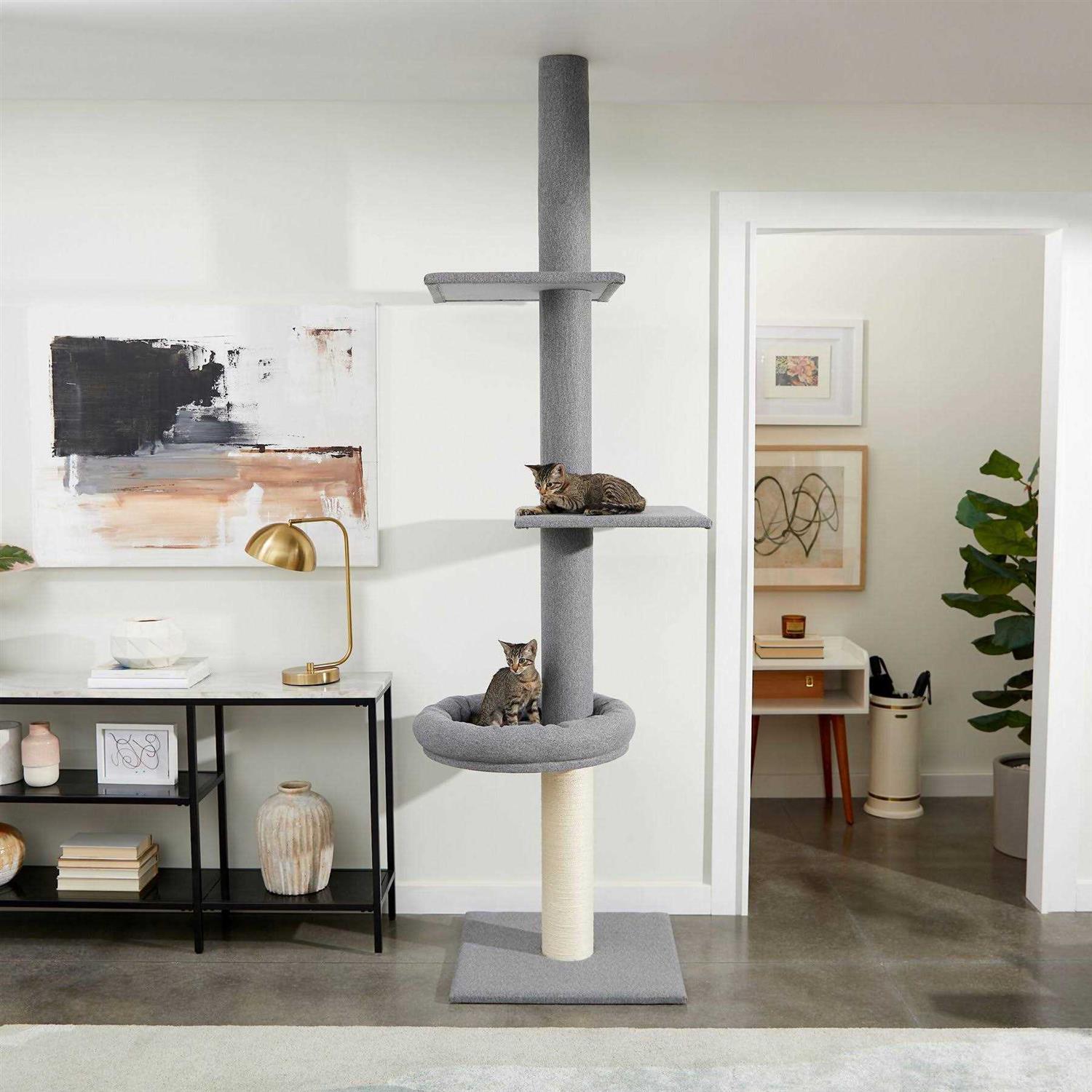 Frisco 88 to 106-in 3 Level Floor to Ceiling Heavy Duty Cat Tower - Pet Supplies online store