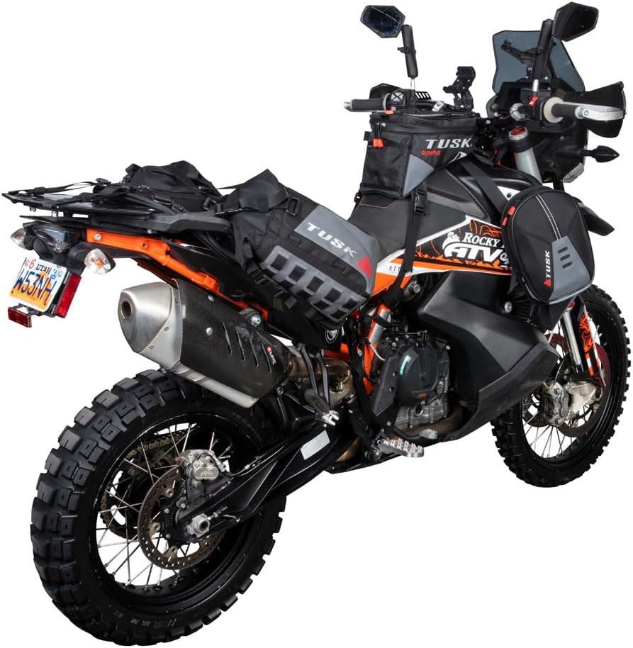 Tusk Excursion Rackless Luggage System w/Small Dry Duffel & Bottle Holders Standard Heat Shield Black/Tan For KTM 790 Adventure R 2019-2020