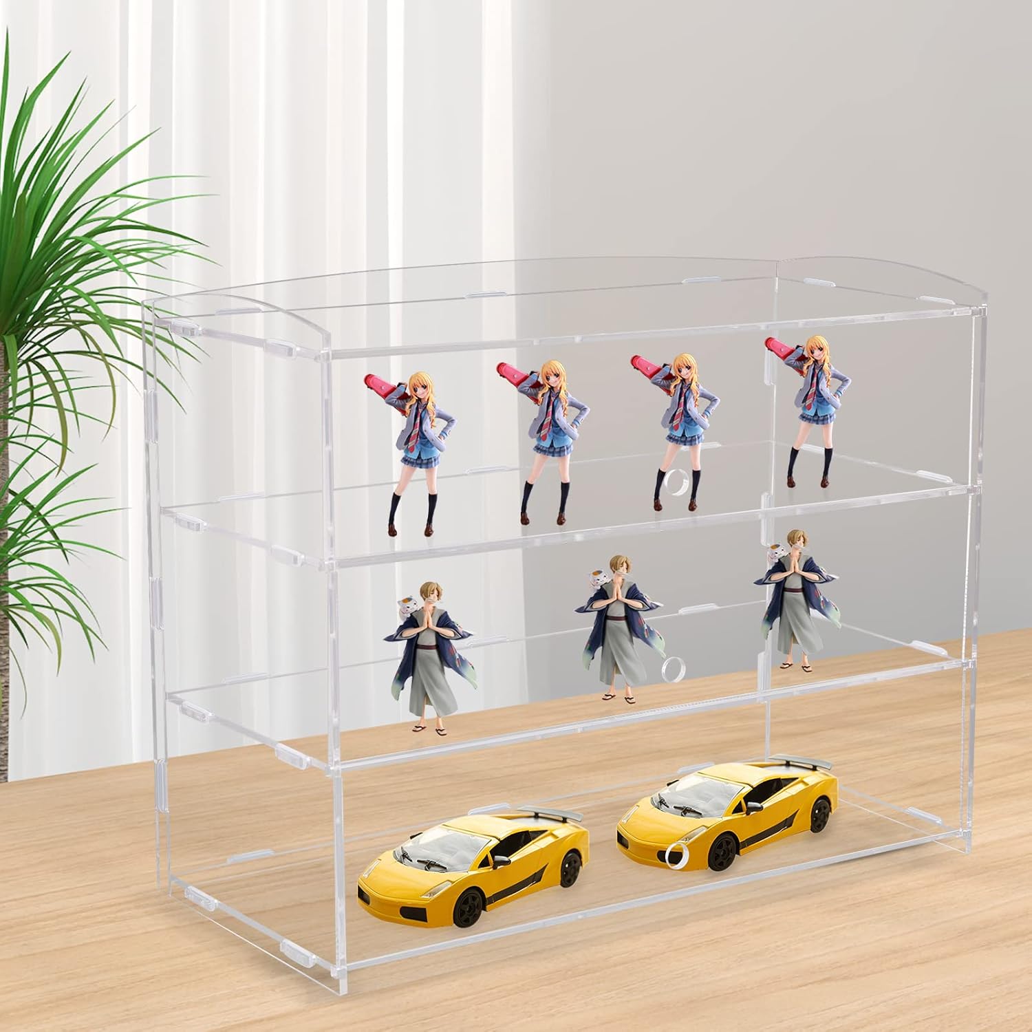 3-Tier Tray Acrylic Clear Display Case, Pastry Display Case, Countertop Bakery Display Case with 3 Flexible Doors, Acrylic Display Donut Cookie Shelf Case
