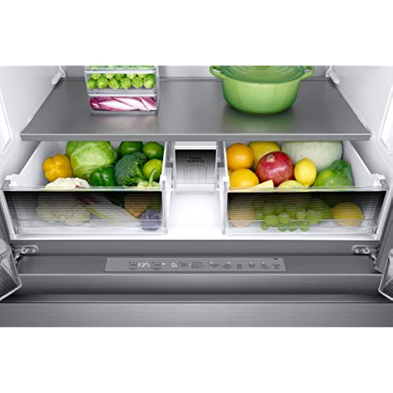 Dacor Transitional DRF36C000SR 36" Freestanding 4 Door French Door Refrigerator with 22.6 Cu. Ft. Total Capacity, External Water Dispenser, Ice Maker, FreshZone Drawers, LED Lighting, Stainless Steel