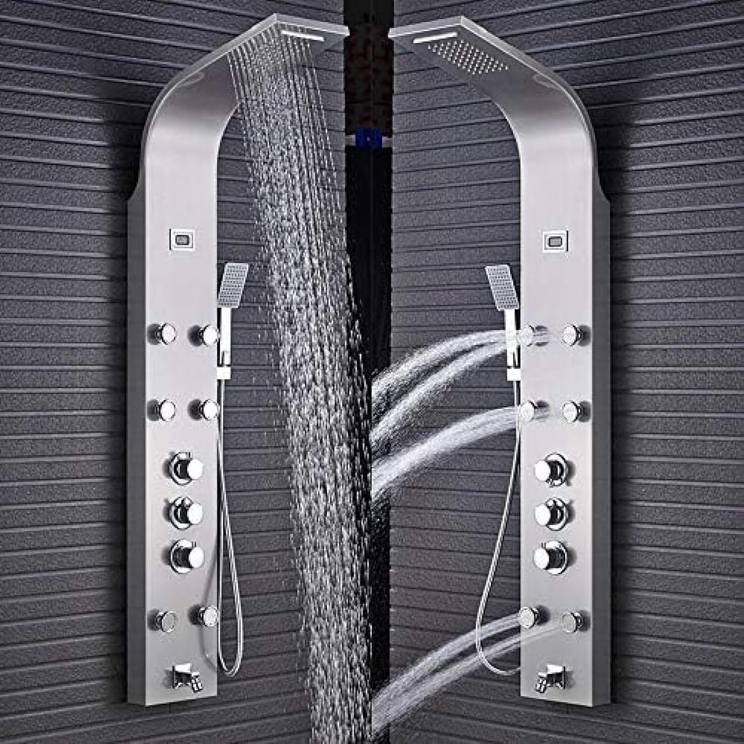 Shower System, Thermostatic Shower Set Rainfall Waterfall Shower Panel/Column Massage Jets Mixer Hand Shower Faucet Tower Shower Tub Spout