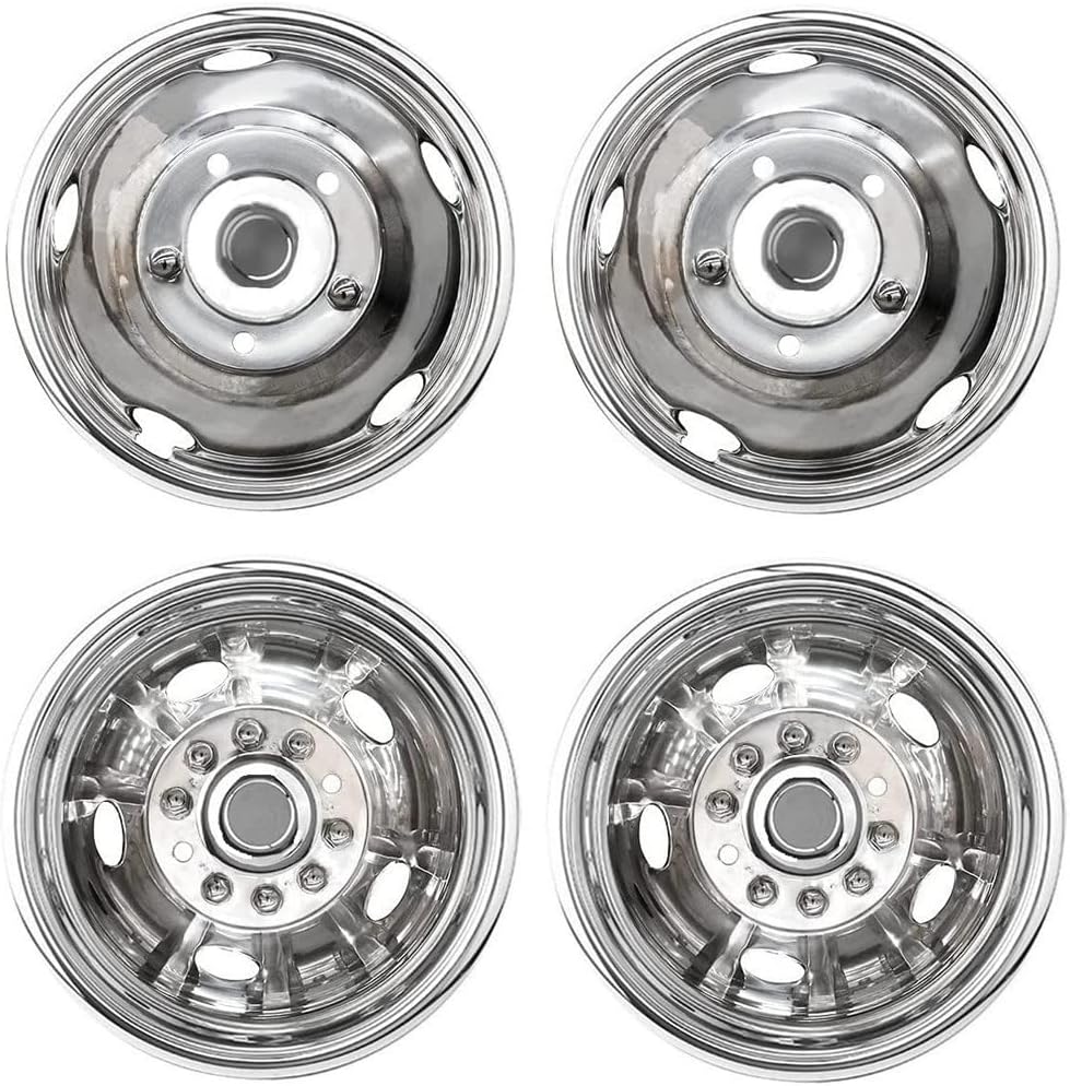 Kucaruce Set of 4 19.5 10 Lug Wheel Skins Hub Caps Rim Covers Stainless Steel Wheel Simulators For 2008-2020 R_a_m 4500 5500 Pickup