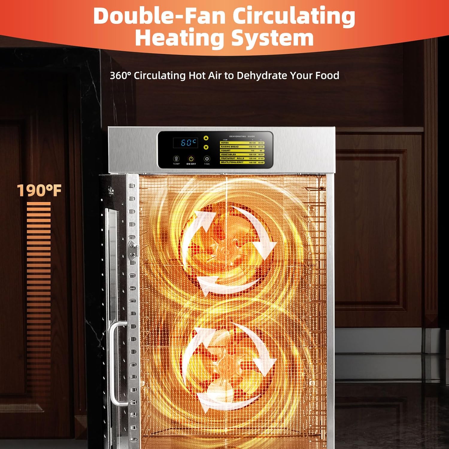 Commercial Food Dehydrator 18 Trays, 1500W Large Capacity Food Dryer Machine for Jerky, Meat, Fruit, Herbs, Stainless Steel Industrial Dehydrater Adjustable Timer& Temperature Control