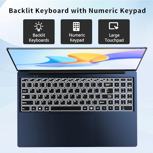 Gaming Laptop, 2025 Windows Laptops Computer, 16 Inch Windows 11 Pro Lap Top, 16GB RAM 1TB SSD, N150 Processor(up to 3.6GHz), Backlit Keyboard