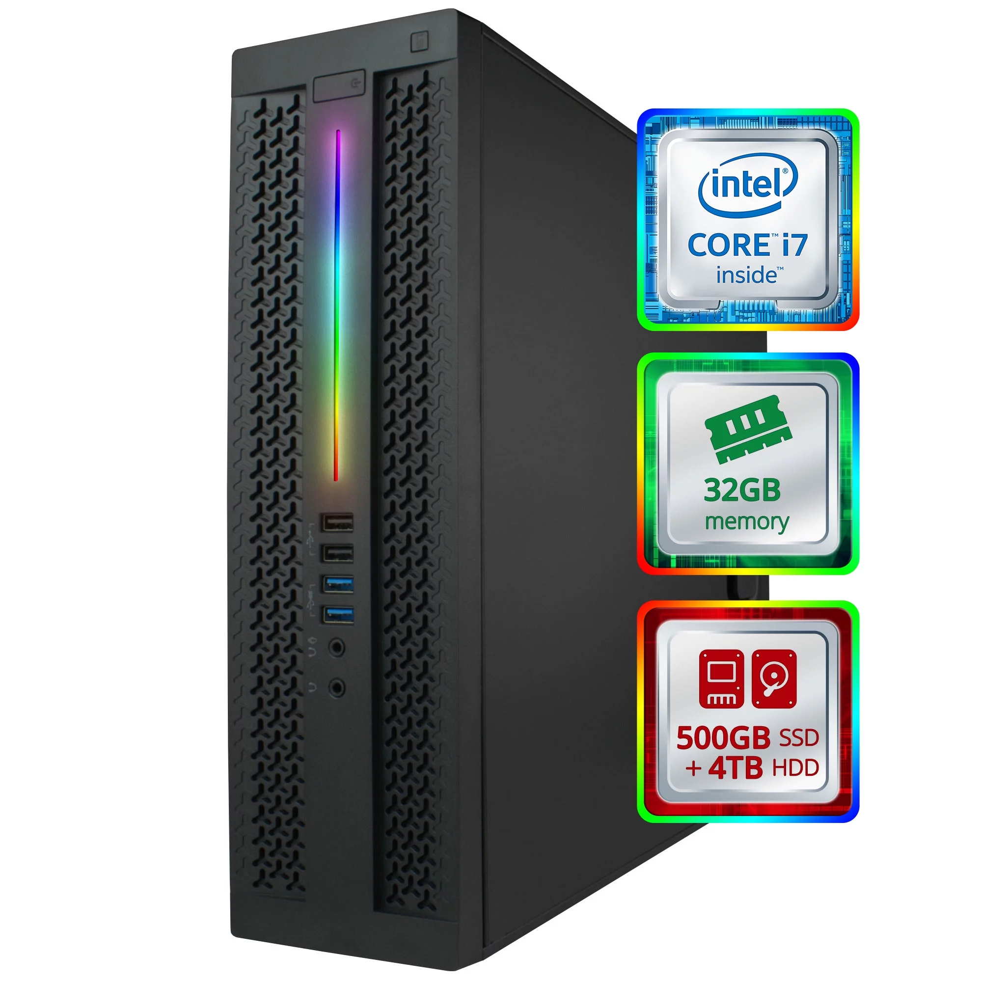 Restored HP EliteDesk 800G1 Small Desktop Computer (SFF) | Quad Core Intel i7 (4.0GHz Turbo) | 32GB DDR3 RAM | 500GB SSD + 4TB HDD | 5G-WIFI + Bluetooth | Win 10 Pro | Home or Office PC (Refurbished)