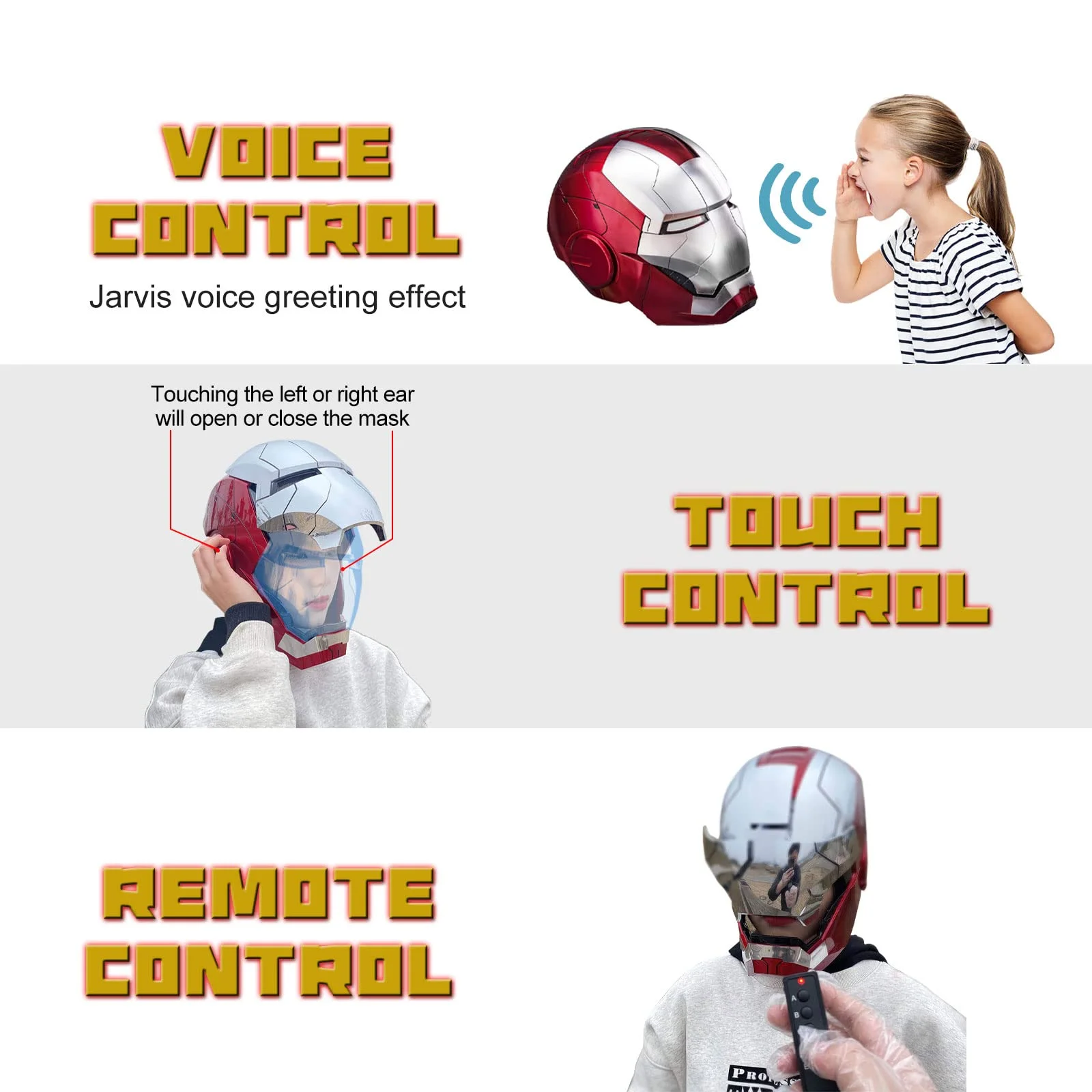 Farontor Iron Man Helmet Electronic Mark 5 Helmet Wearable Iron-man Mask with Sounds & LED Eyes 1:1 Model