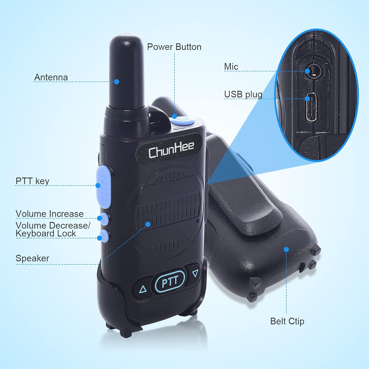 ChunHee Intercom System for Elderly Home Intercom System Room to Room Communication, 2 Miles Long Range 16 Channel Intercom System for Office/Camping/Hiking
