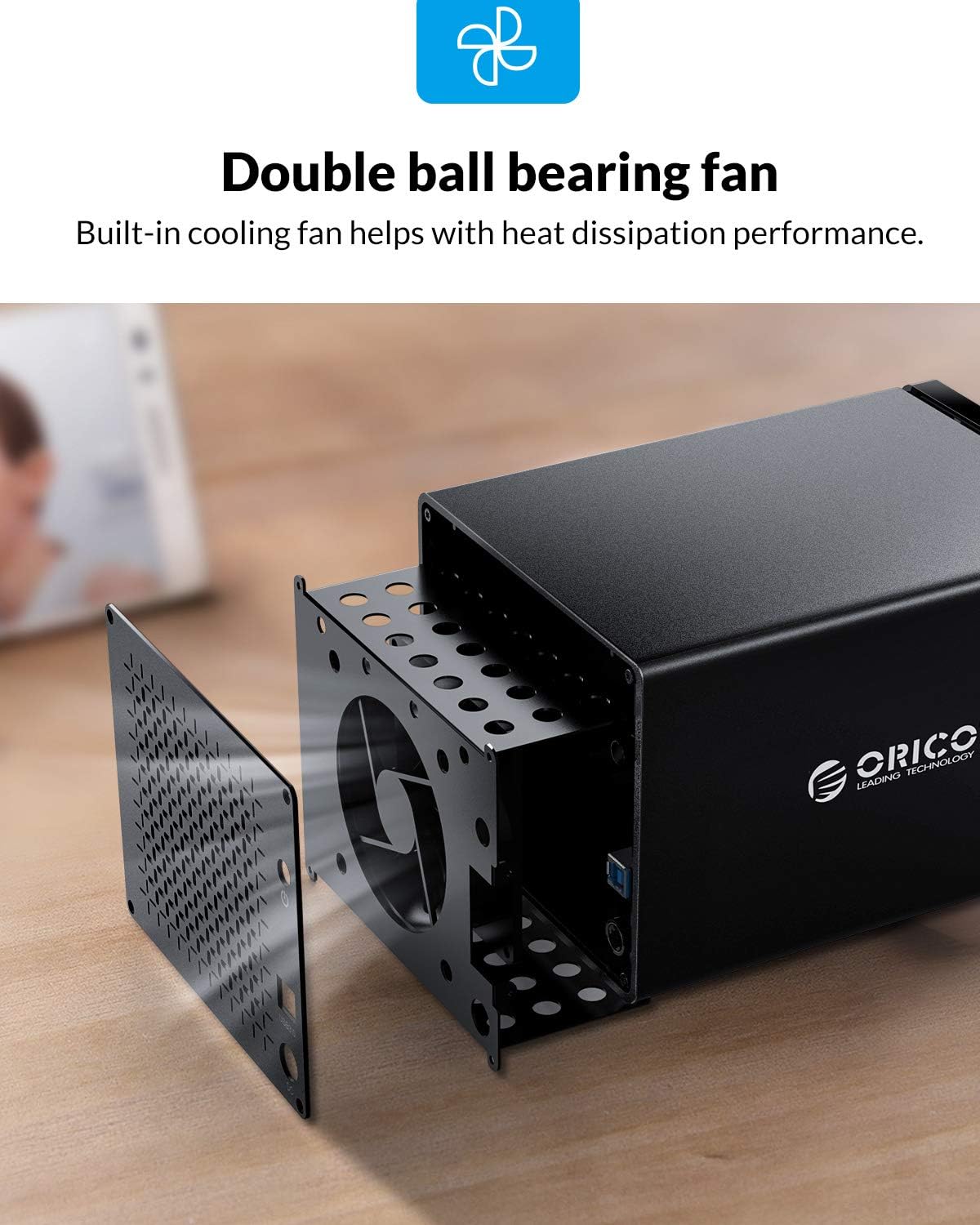 ORICO 5 Bay Raid Hard Drive Enclosure Magnetic Aluminum USB 3.0 to SATA for 3.5 inch HDD Tool Free Storage Case Support 7 RAID Modes Up to 80TB(5X16TB) - NS500RU3