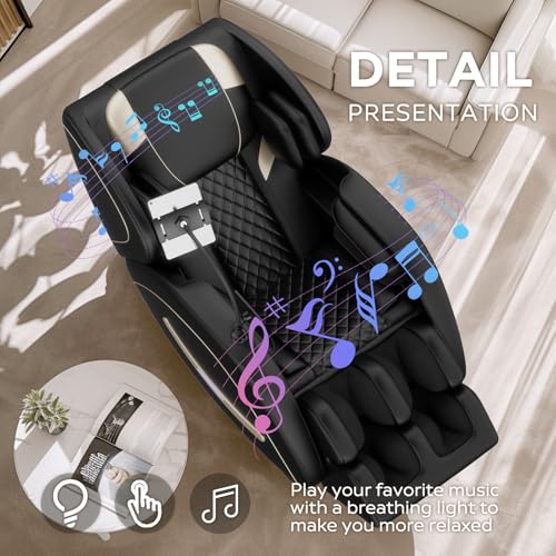 Massage Chair Full Body, Zero Gravity Massage Chair with Auto Modes, Airbag Massage, 6 Fix Point Rollers, Foot Massage, Heating, Touch Screen Controller, Gray Home Relaxation Recliner with Massage