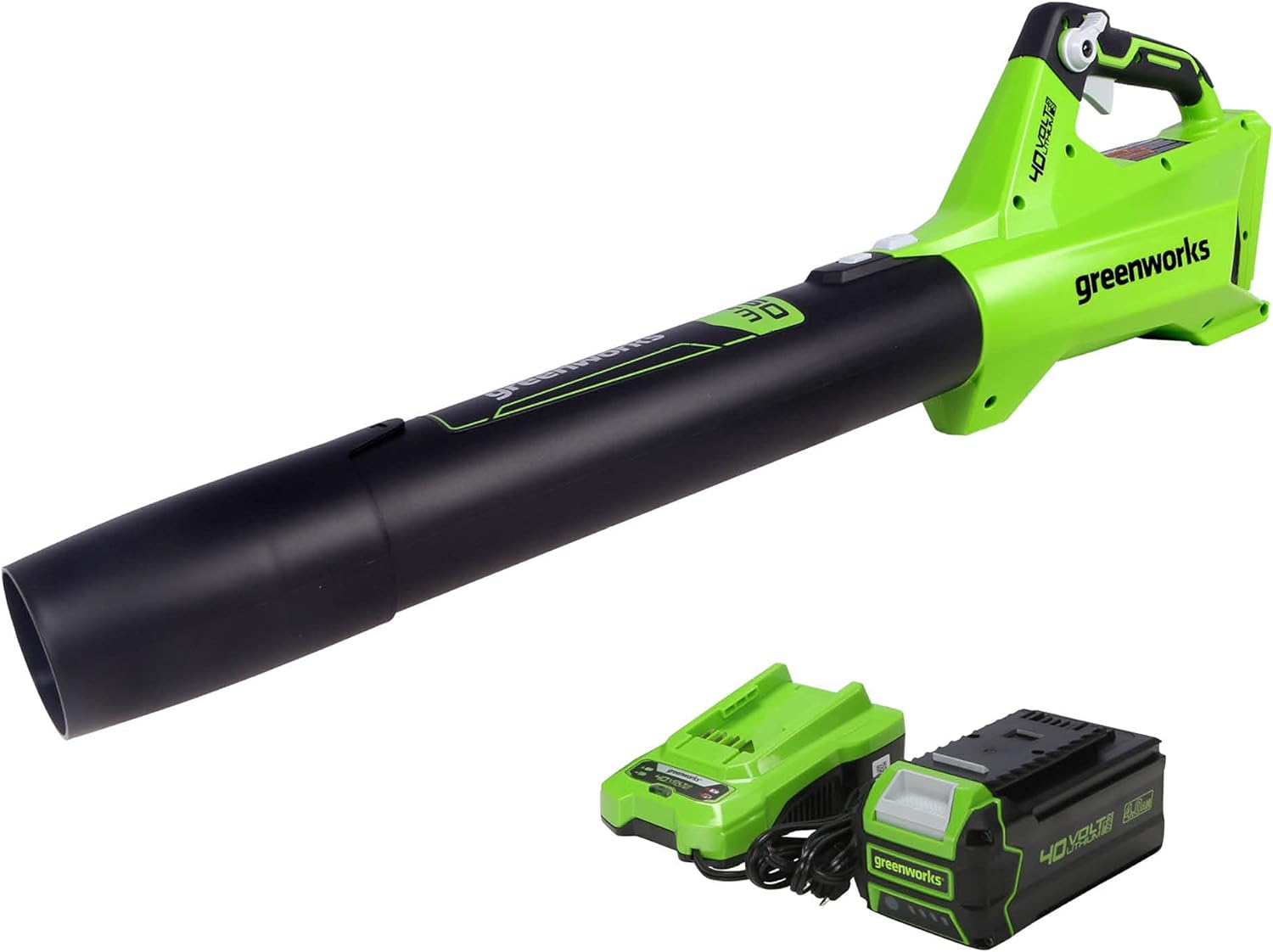 Greenworks 40V (110 MPH / 390 CFM) Cordless Axial Blower, 2.5Ah Battery and Charger Included