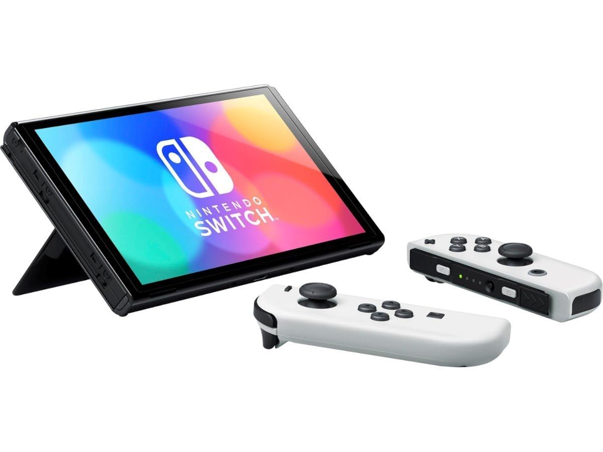 Nintendo Switch OLED Model (White) Mario Kart 8 Deluxe Bundle | Includes Extra Joy-Con (Red/Blue), Dock, Joy-Con Grips and Straps | With Signature Series Portable Case and Earphones
