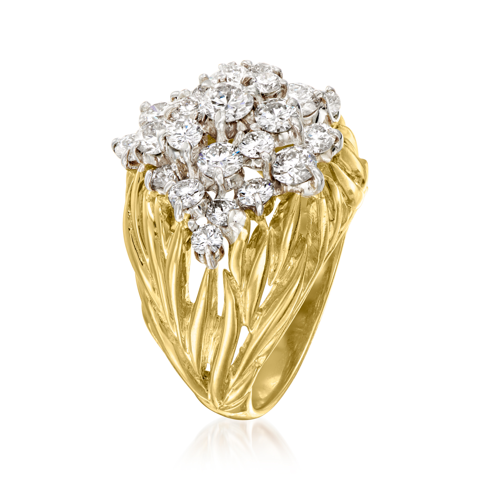 Ross-Simons C. 1980 Vintage 1.85 ct. t.w. Cluster Cocktail Ring in 18kt Yellow Gold, Women's, Adult, Pre-Owned