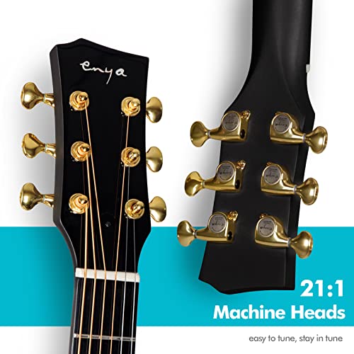 Enya X4 PRO Carbon Fiber Acoustic Electric Guitar, 41-Inch Full Size Cutaway Design, AcousticPlus Pickup System with Built-in Effects & Tuner, Includes Deluxe Hard Case, Leather Strap, Cable