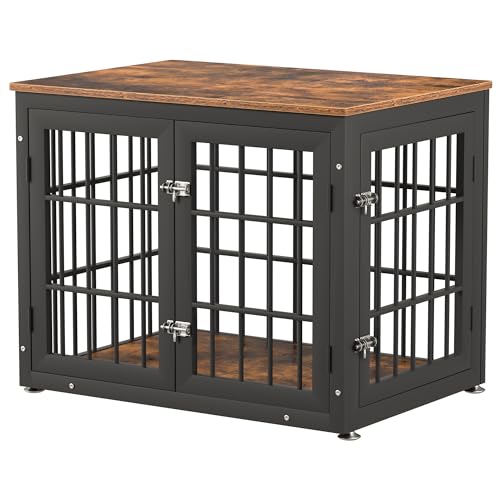 48 Inch Heavy Duty Dog Crate Furniture for Large Dogs, Decorative Pet House End Table, Extra Large Wooden Cage Kennel Furniture Indoor, Natural and White