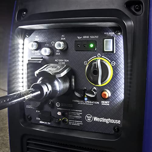 Westinghouse 5000 Peak Watt Super Quiet Dual Fuel Portable Inverter Generator, Remote Electric Start, Gas & Propane Powered, RV Ready 30A Outlet, Parallel Capable, Blue/Black