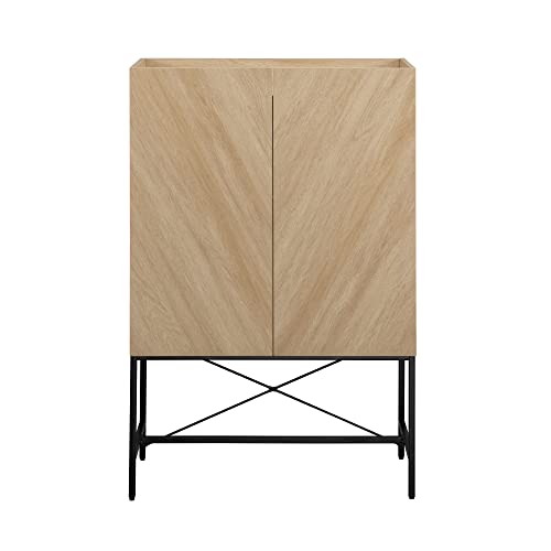 Walker Edison Livv Contemporary 2-Door Tall Accent Cabinet, 47 Inch, Dark Walnut