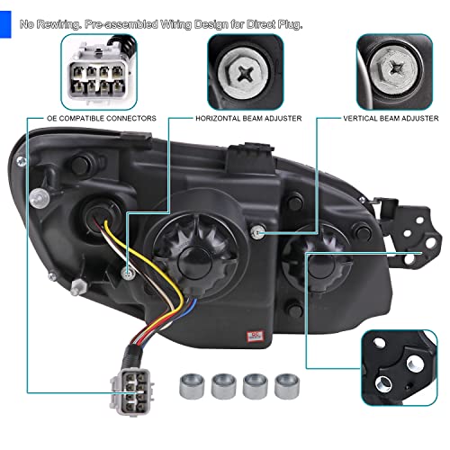 SPEC-D TUNING Black Housing Clear Lens Projector Headlights w/LED Sequential Turn Signal Compatible with 2006-2007 Subaru Impreza WRX/STI Models Only, Left + Right Pair Headlamp Assembly