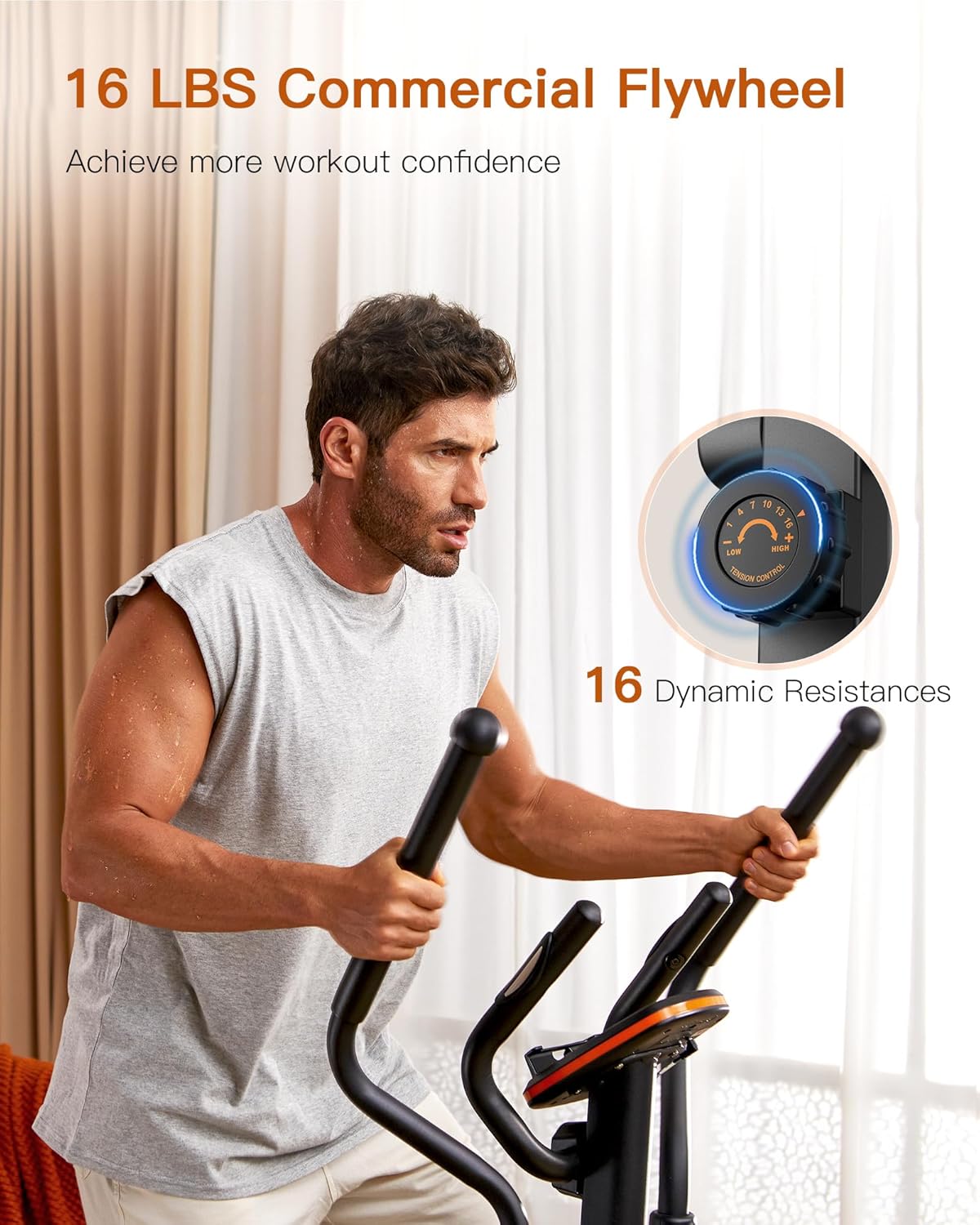 Niceday Elliptical Machine & Recumbent Exercise Bike,16 Resistance Levels and 400LB Weight Limit
