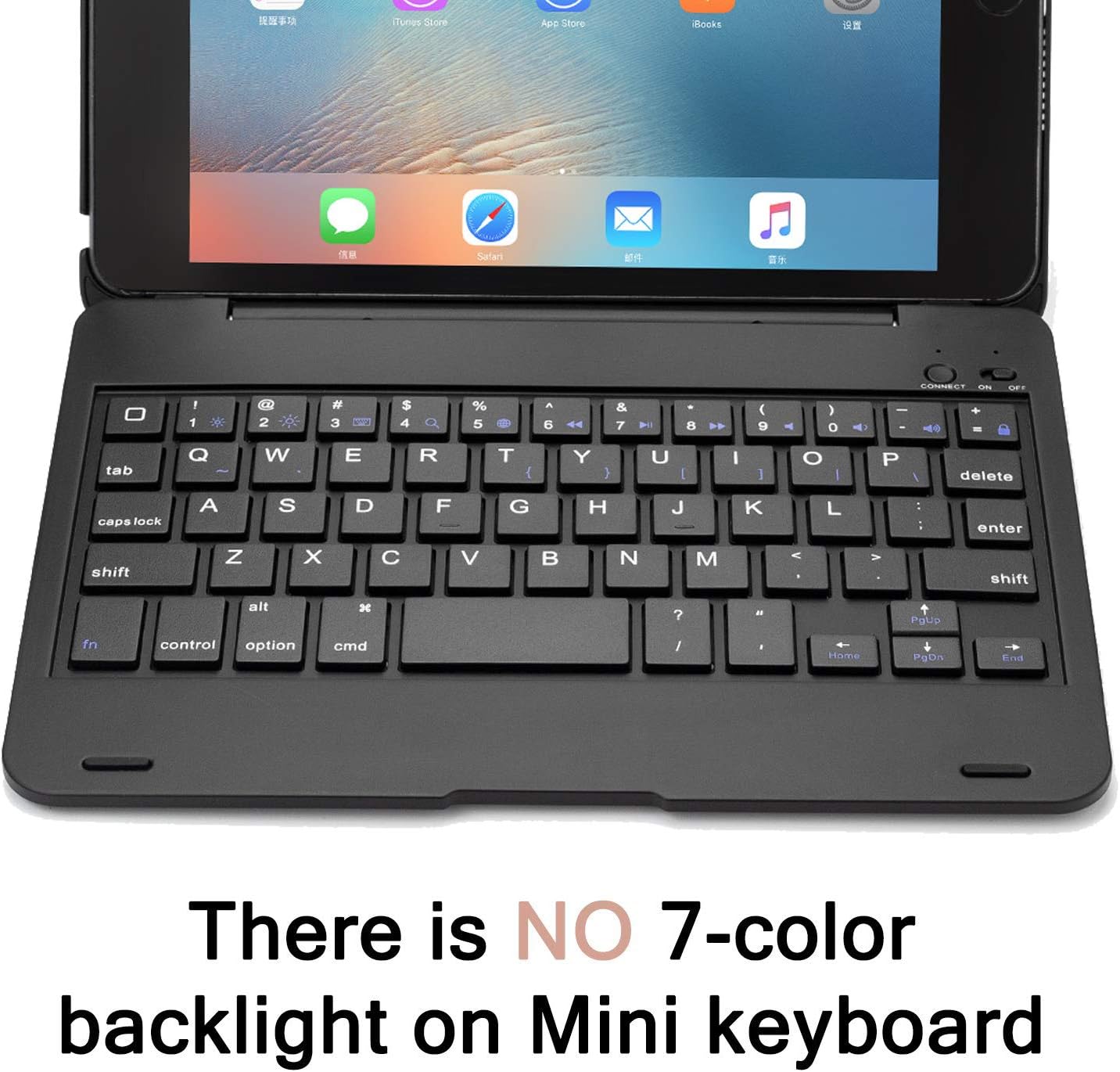 ONHI Wireless Keyboard for iPad Mini Keyboard Case, Folio Flip Smart Cover for iPad Mini 3/ iPad Mini 2/ iPad Mini 1 with Folding Stand,Silent Typing(Black)