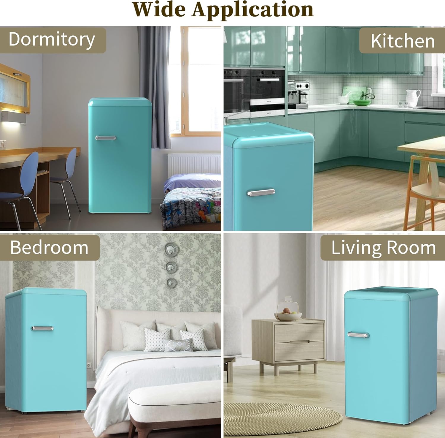 Retro Mini Fridge with Freezer, Compact Refrigerator for Bedroom with Freezer, Retro Small Fridge Freezer with Adjustable Thermostat&Shelf 3.6 Cu.Ft. Single Door Retro Fridge for Dorm Office(Blue)