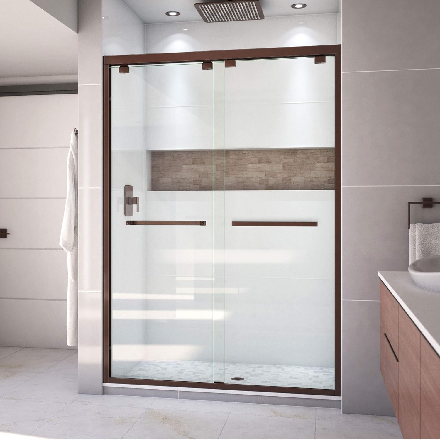 DreamLine Encore 50-54 in. W x 76 in. H Semi-Frameless Bypass Shower Door in Satin Black, SHDR-1654760-09