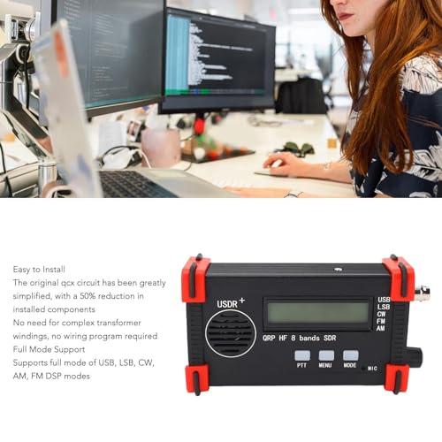 8 Band Short Transceiver, Portable USDX USDR HF QRP SDR Receiver SSB CW QRP Wireless Transceiver 100‑240V (US Plug)