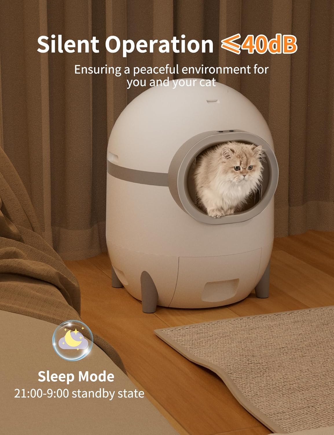 Automatic Self Cleaning Cat Litter Box, 70L Cat Litter Box with 15L Extra Large Waste Drawer for Multiple Cats, Smart APP Control/Safety Protection/Odor Removal Extra Large Capacity Cat Litter Box