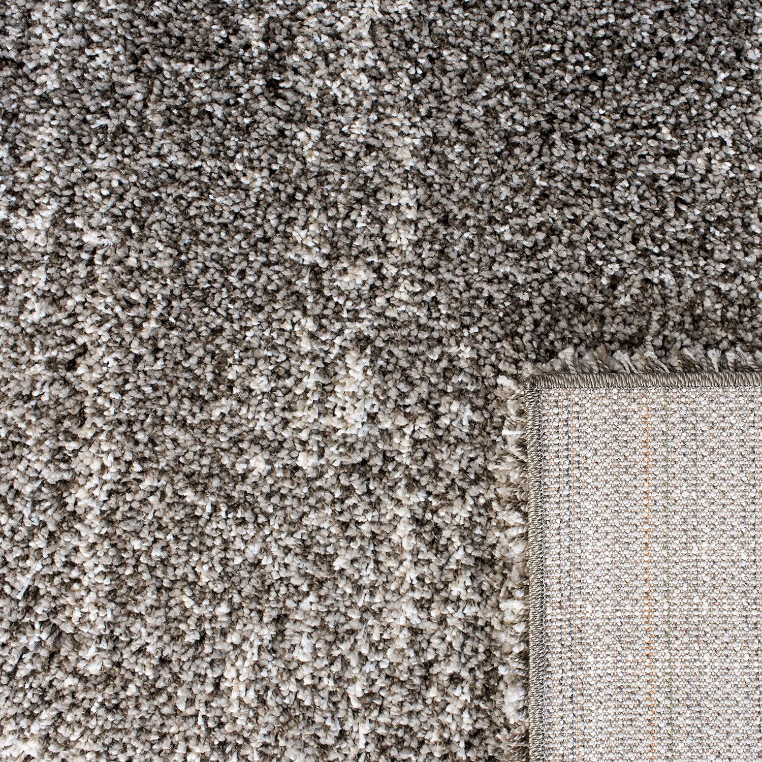 SAFAVIEH Hudson Shag Collection Area Rug - 8' x 10', Grey & Ivory, Modern Abstract Design, Non-Shedding & Easy Care, 2-inch Thick Ideal for High Traffic Areas in Living Room, Bedroom (SGH297F)