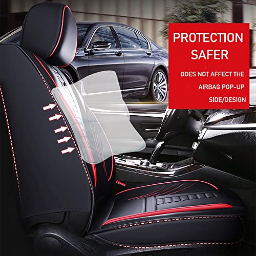 Waterproof 5 Car Seat Covers for Honda Passport 2019-2023, Premium Leather Automotive Front and Back Seat Protectors Compatible with Airbag (Black & Black Line)