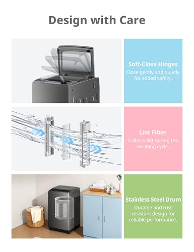 Comfee Portable Washing Machine, 0.9 cu.ft Compact Washer With LED Display, 5 Wash Cycles, 2 Built-in Rollers, Space Saving Full-Automatic Washer