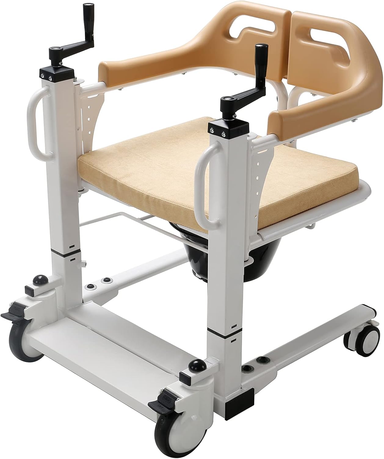PAYRFV Patient Lift Wheelchair for Home Transport Chair with 180 Split Seat, Patient Transfer Chair Wheelchair Lift Aid, Bedside Commode with Bedpan Bathroom Wheelchair for Handicap Elderly Seniors