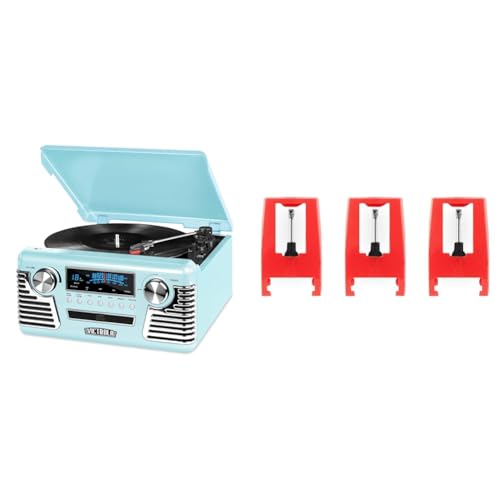 Victrola Haley Retro Bluetooth Record Player & Multimedia Center with Built-in Speakers - 3-Speed Turntable, CD Player, AM/FM Radio, 3.5mm Aux-In, Wireless Music Streaming, Black