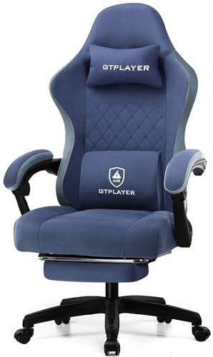 GTPLAYER Gaming Chair, Computer Office Chair with Pocket Spring Cushion, Linkage Armrests and Footrest, High Back Ergonomic Computer Chair with Lumbar Support Task Chair with Footrest