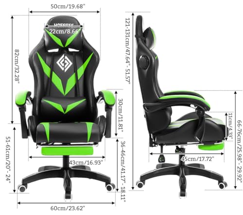 Gaming Chair Massage with Bluetooth Speakers and Led Lights Ergonomic Computer Gaming Chair with Footrest RGB Video Game Chair with High Back Lumbar Support White and Black