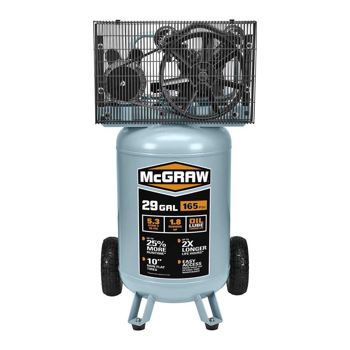 MCGRAW 29 Gallon, 165 PSI Oil-Lube Belt Drive Shop/Auto Air Compressor