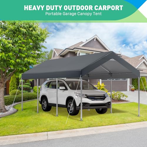 10x20FT Heavy Duty Carport Car Canopy, Portable Garage, Easy to Assemble, Stable Carport for Car, Bike, Boat, Party (Gray)
