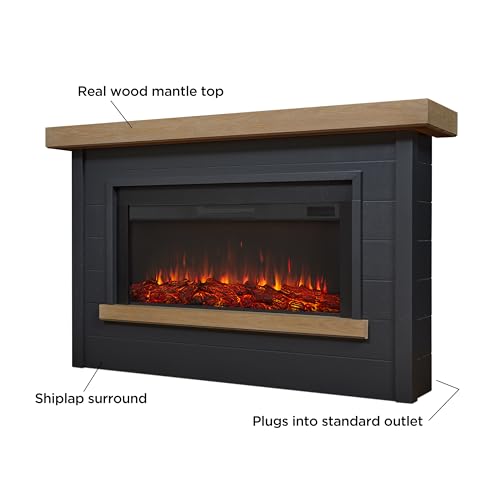 Real Flame Bernice 67" Landscape Electric Fireplace with Mantel for Living Room or Bedroom, Replaceable Fireplace Insert Heater, Realistic Log and Flame Effect, Remote Control, White