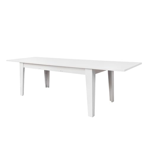 Aimery 71"-106" Extendable Dining Table CT010W for 4-12 Person, Space-Saving Extra Long Transformer Table with Extension Leaves Holder, White