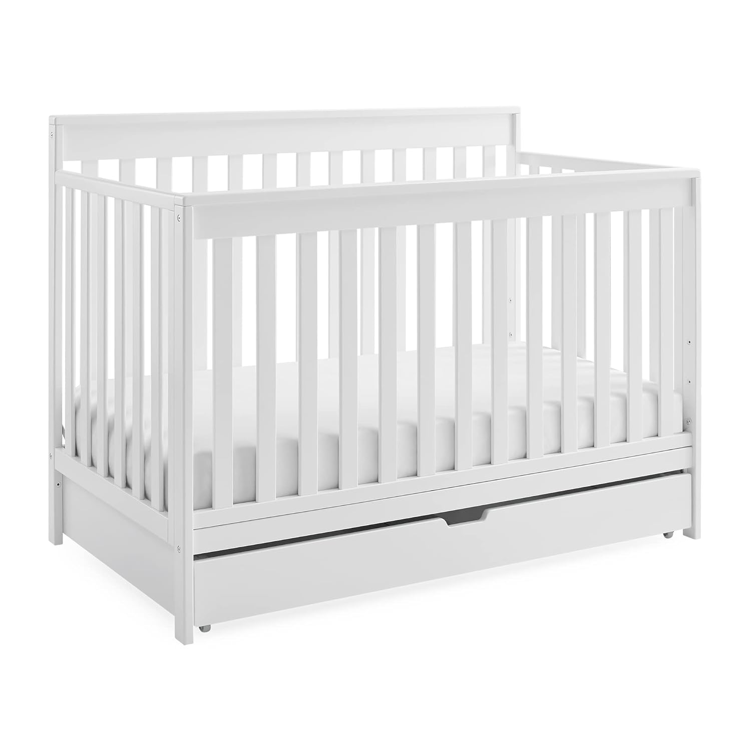 Delta Children Bianca White 6-in-1 Convertible Crib Bundle with Serta Dual Sided Waterproof Toddler Mattress