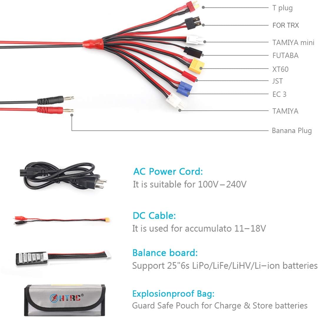 LiPo Charger Lipo Battery Balance Charger RC Charger RC Car Battery Charger Discharger 150W 10A 1-6S AC/DC for Li-ion/Life/NiCd/NiMH/LiHV/PB/Smart Battery(Battery Charger Adapter)