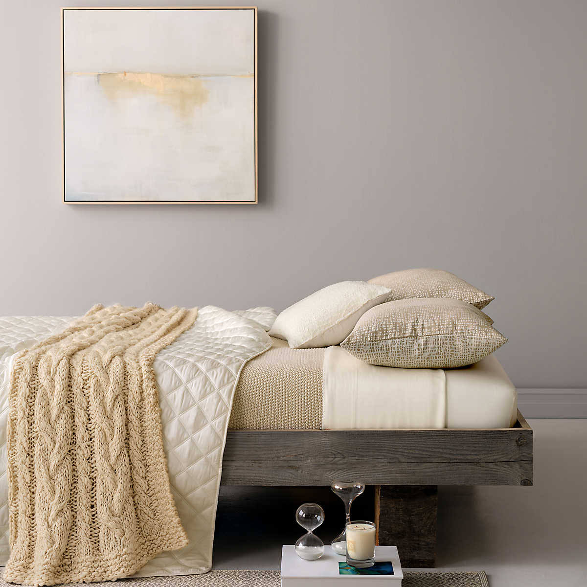 Pine Cone Hill - Quilted Silken Solid Ivory Coverlet - Twin