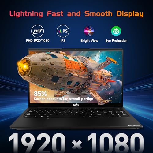NIMO 15.6 IPS-FHD-Laptop, Intel Pentium 4 Cores N100 8GB RAM 128GB SSD Backlit Keyboard Fingerprint (Beat to i3-1115G4 Up to 3.4GHz) Computer for Student-Home WiFi 6 BT5.2 Win 11