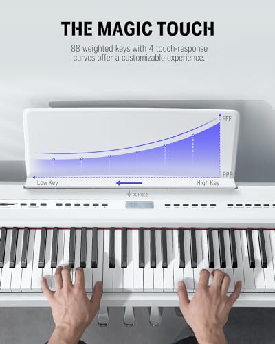 Donner DEP-20 Beginner Digital Piano 88 Key Full Size Weighted Keyboard, Portable Electric Piano with Furniture Stand, 3-Pedal Unit